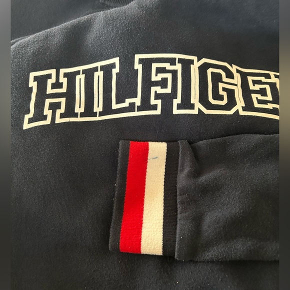 The Tommy Crew Neck Crop Pullover Vintage Orig Signature Cuff Tommy Hilfiger - Picture 11 of 14